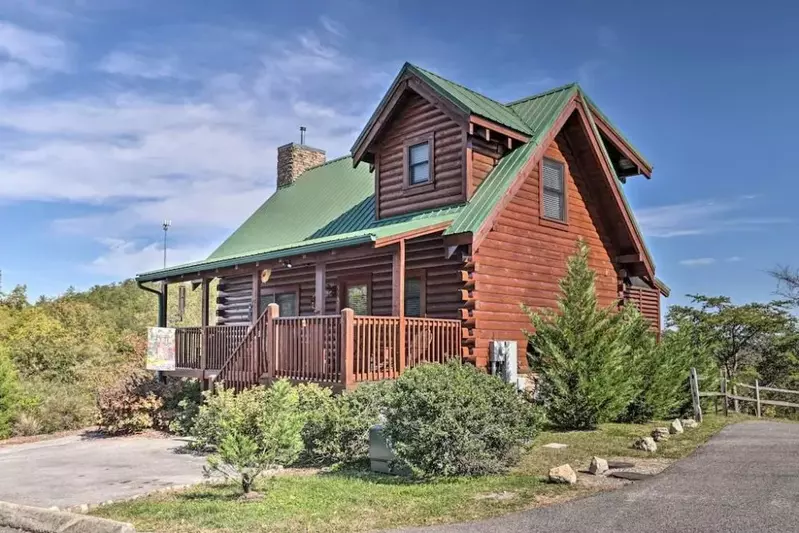 sunny day in front of cabin