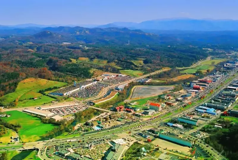 aerial view of pigeon forge