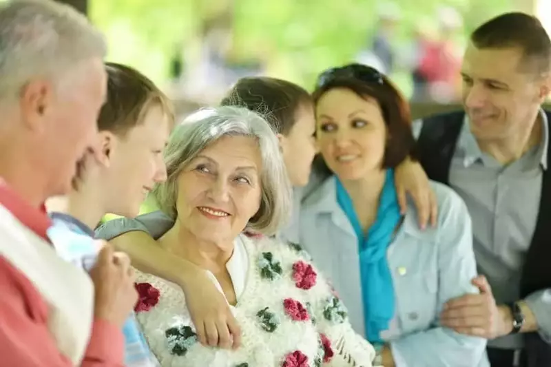 Three generations at a family reunion.