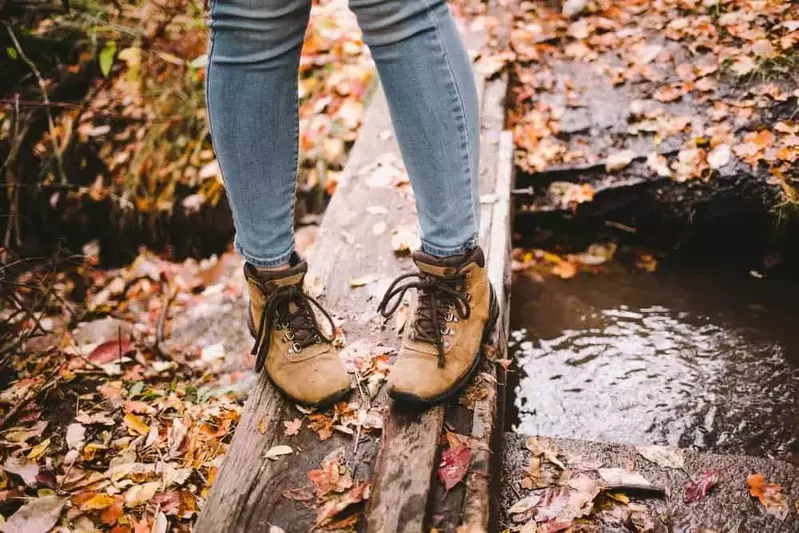 person on a footbridge
